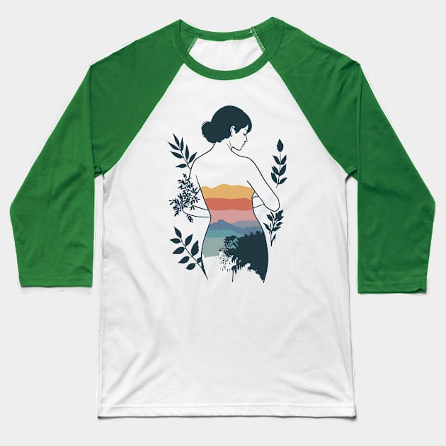 Woman meens Nature Baseball T-Shirt by Javisolarte